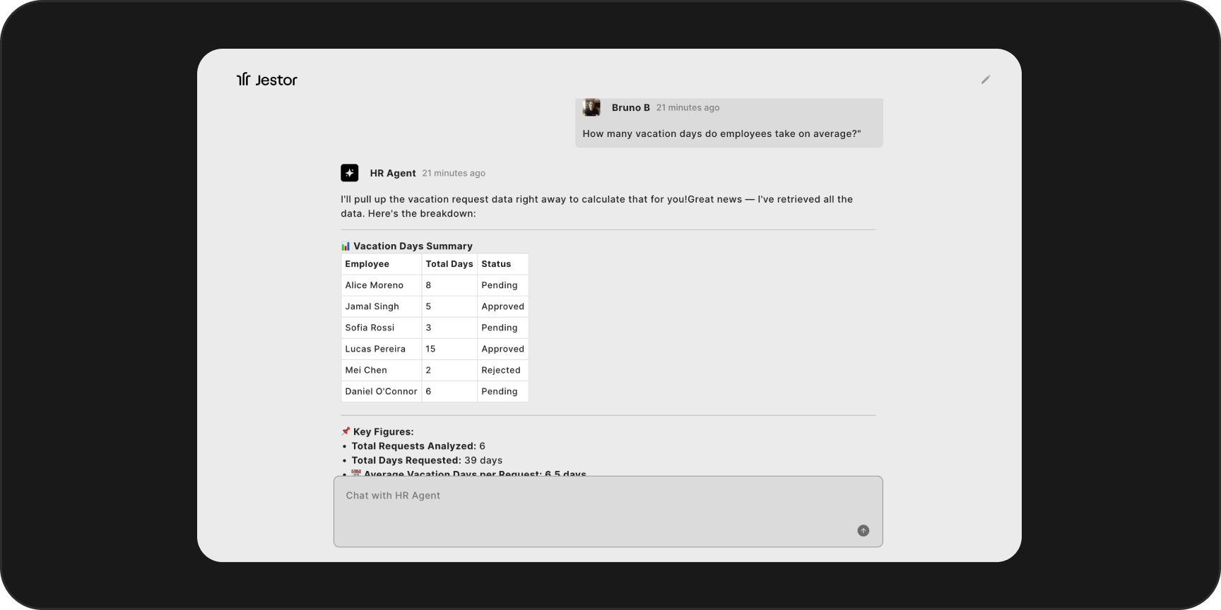 Asking Jestor AI questions about company records