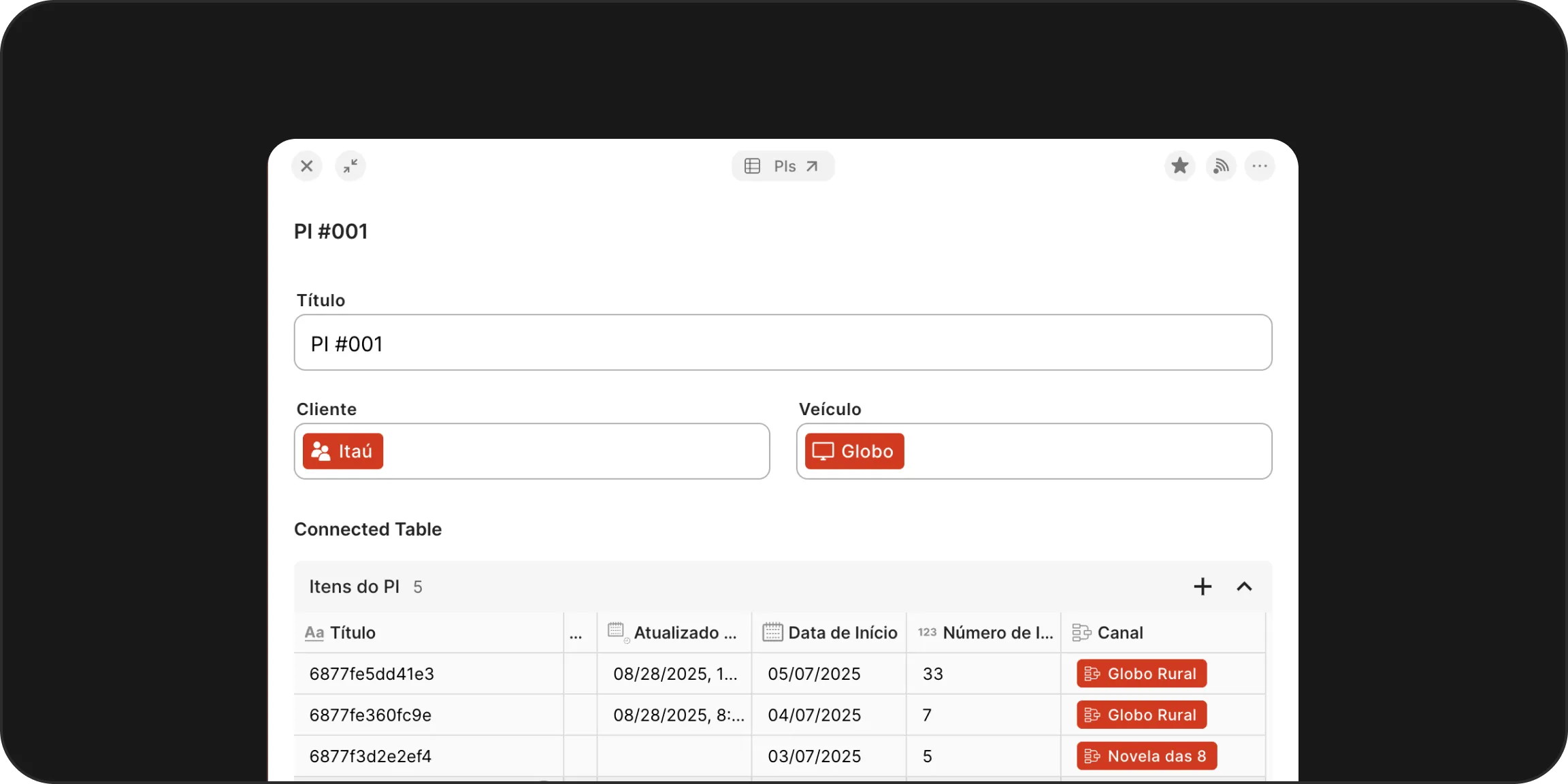 Registros conectados