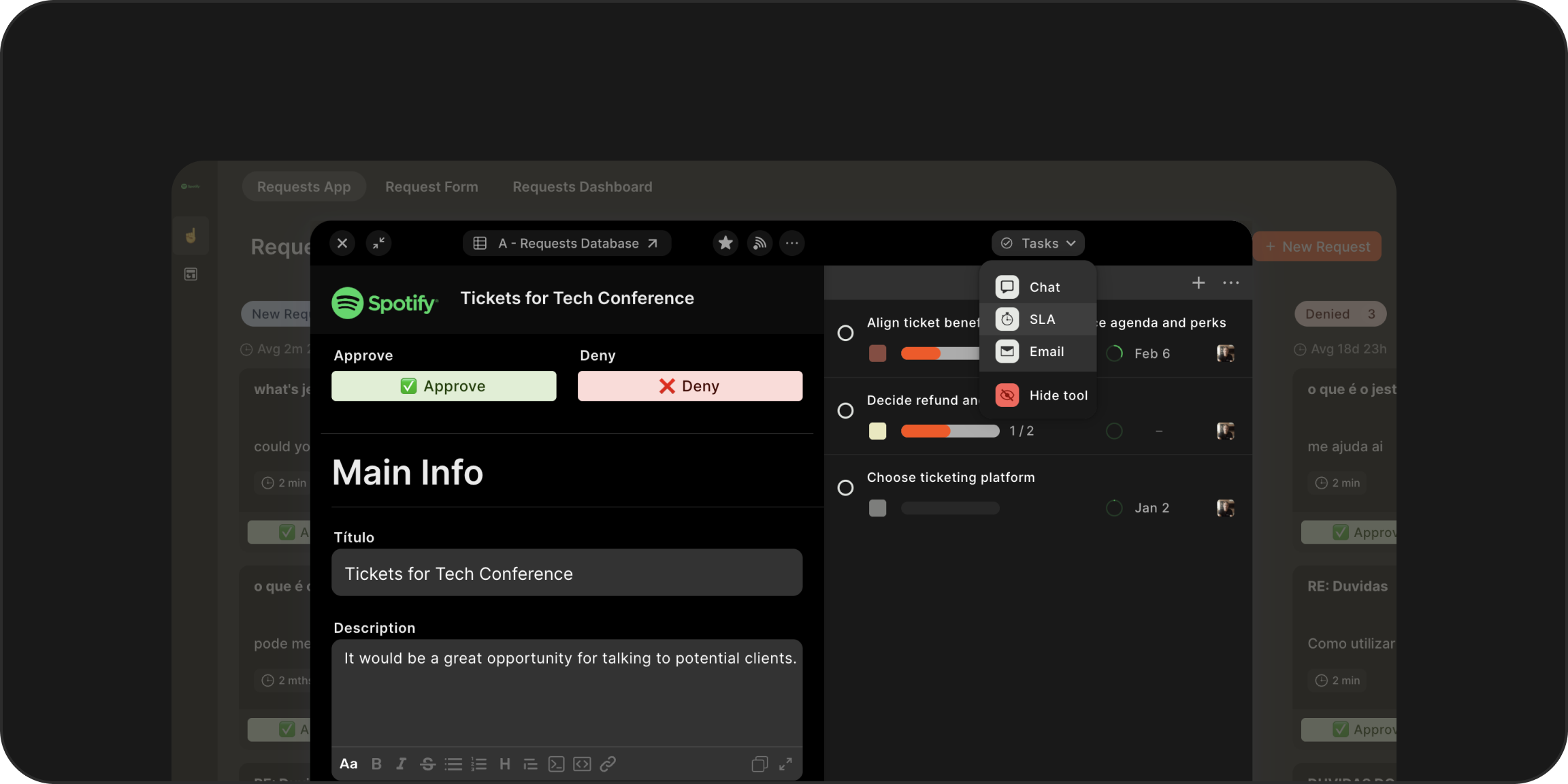 Diversas ferramentas direto do card