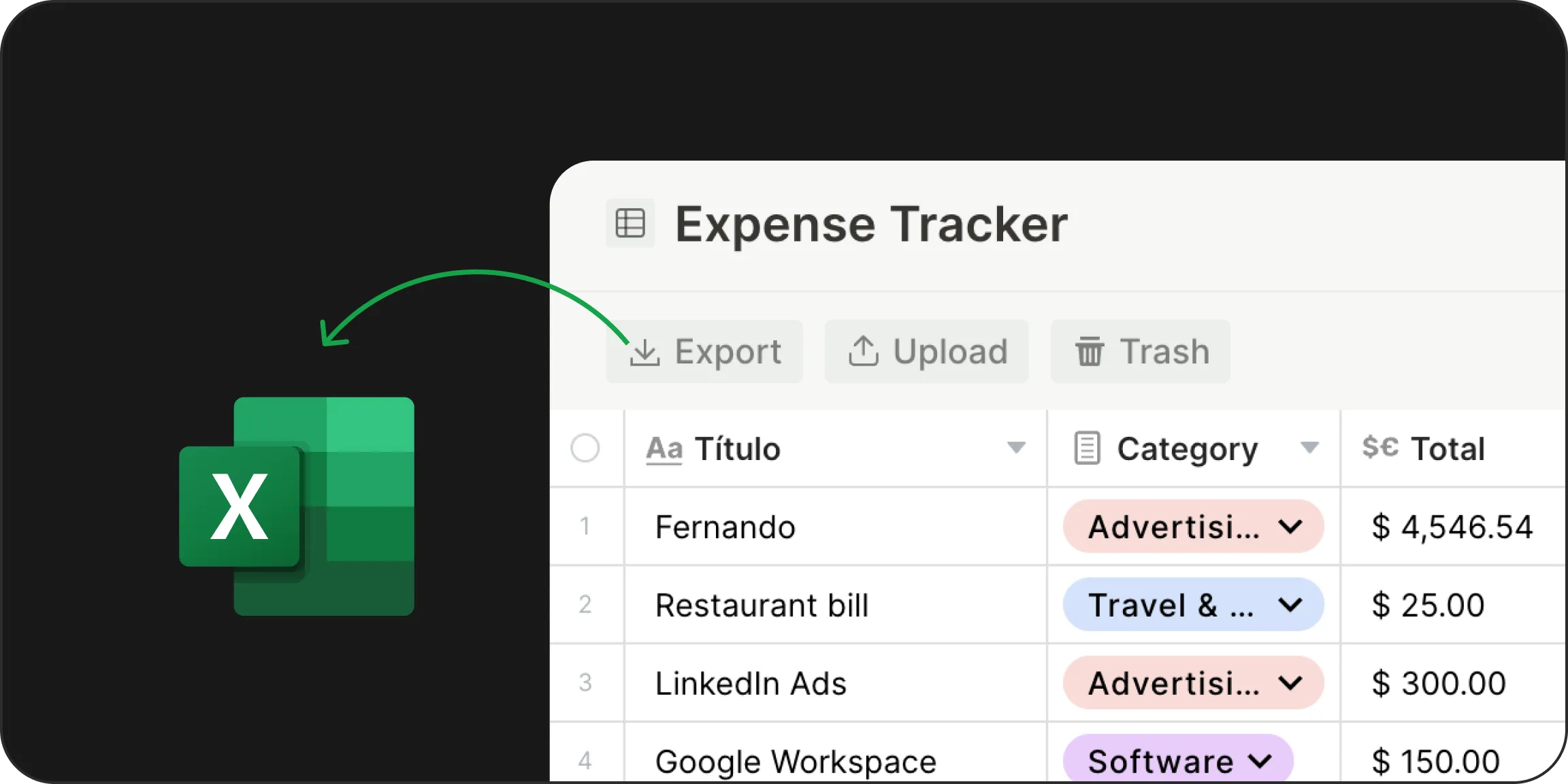 Exportar para Excel