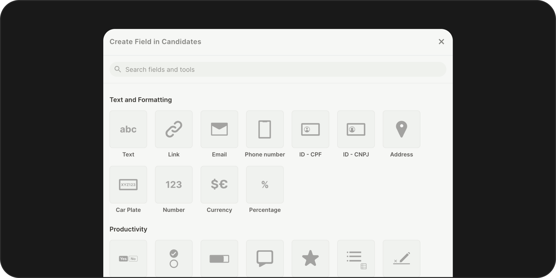 Specialized Field Options
