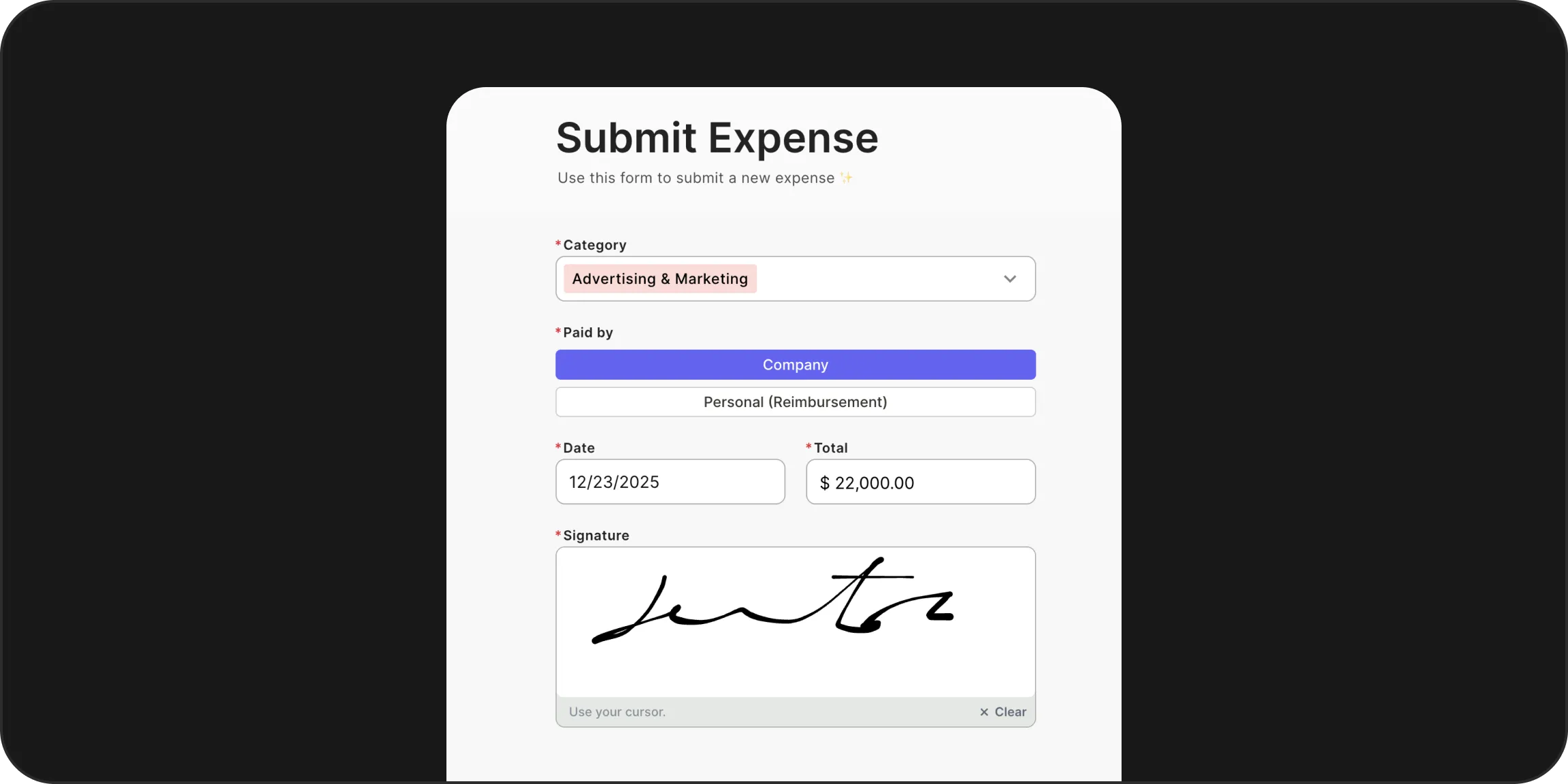 Campos de assinatura