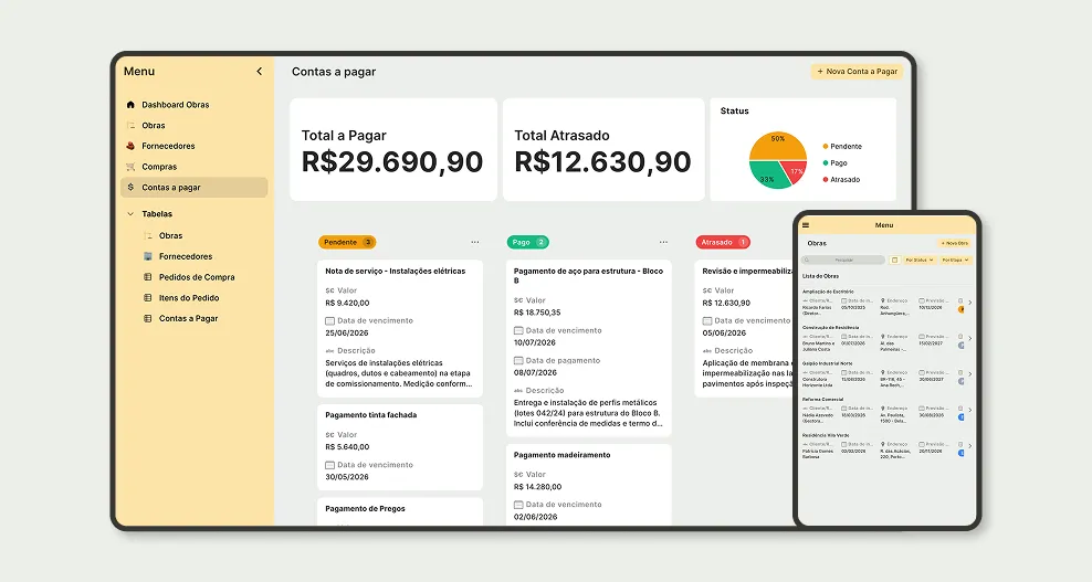 Gestão de Obras com Recebimento de Materiais