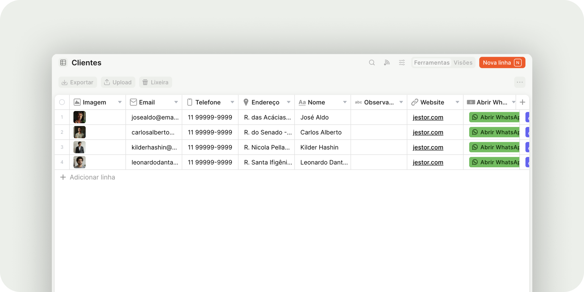 Tables and databases in Jestor