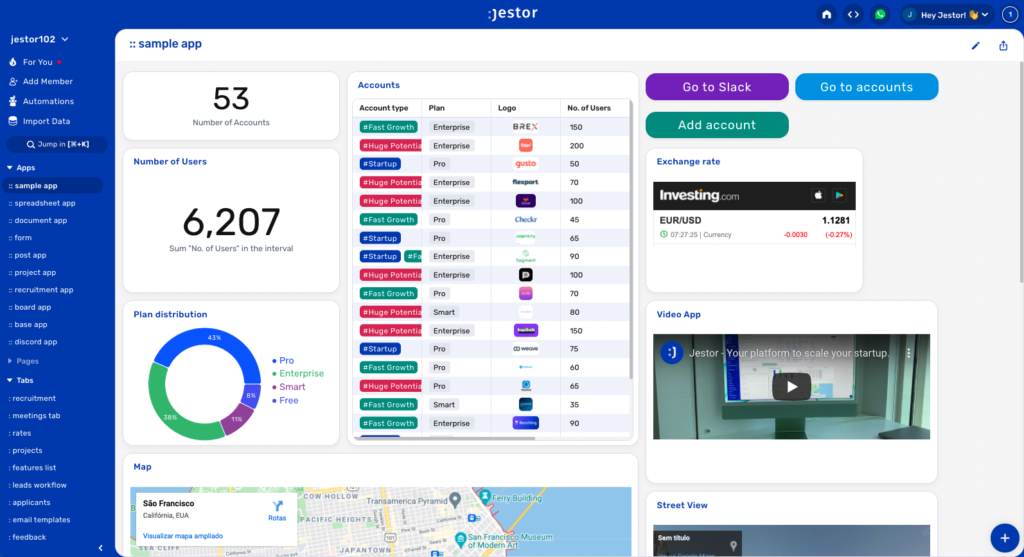 best appsheet alternative Jestor app dashboard